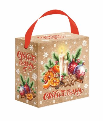 Коробка новогодняя подарочная Ноктюрн, 110х60х110 мм (моноблок с лентой) — изображение 5